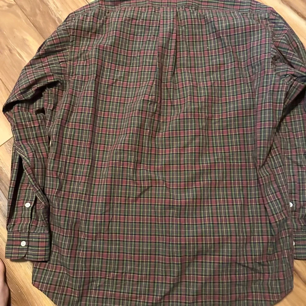 Ralph Lauren Menβs Plaid Dress Shirt Long Sleeve Size L Green Red - Picture 8 of 9